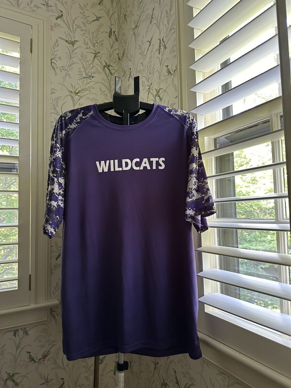 Kansas State WILDCATS NCAA Short Sleeve Shirt Size XL Camo Purple